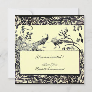 Invitation OISEAUX AMOUREUX DE MARIAGE, noir et blanc, jaune