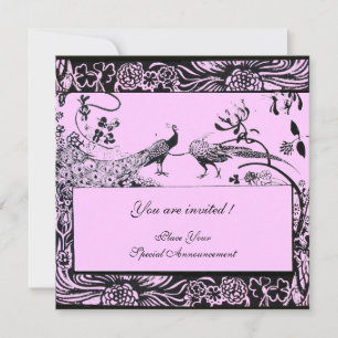 Invitation OISEAUX AMOUREUX DE MARIAGE ,noir et blanc ,rose