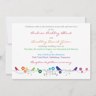 Invitation Oiseaux arc-en-ciel Fleurs