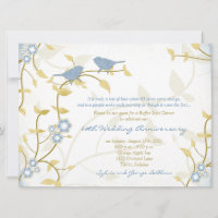 Oiseaux chanteurs bleu or diamant mariage annivers