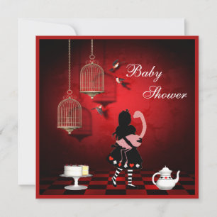 Invitation Oiseaux d'Alice et de Flamant rose et baby shower