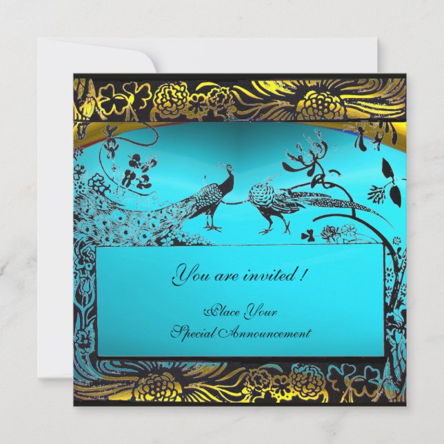 Invitation OISEAUX D'AMOUR DE MARIAGE, noir et blanc, jaune b (Devant)