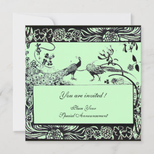 Invitation OISEAUX D'AMOUR DE MARIAGE ,noir et blanc ,vert