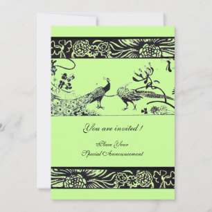 Invitation OISEAUX D'AMOUR DE MARIAGE, noir et blanc vert