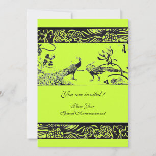 Invitation OISEAUX D'AMOUR DE MARIAGE ,noir et blanc vert