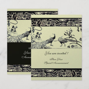 Invitation OISEAUX D'AMOUR DE MARIAGE ,papier métallisé noir 