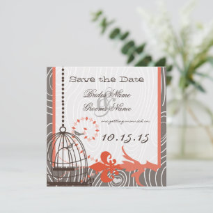 Invitation Oiseaux d'amour en cage en bois flotté beige terra