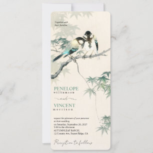 Invitation Oiseaux d'amour sur érable - Mariage d'art vintage