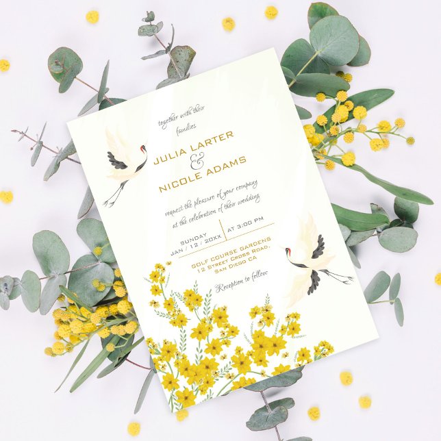 Invitation Oiseaux de cygne Paradis Soring Florals Mariage (Créateur téléchargé)