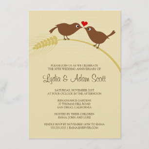 Invitation Oiseaux de l'amour 11,4 cm x 15,9 cm Mariage Anniv