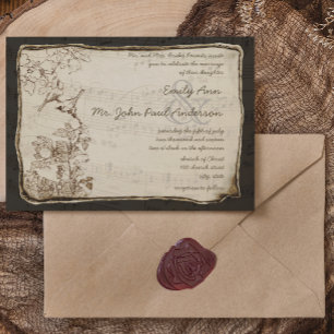 Invitation Oiseaux de l'amour de mariage vintage chantant des