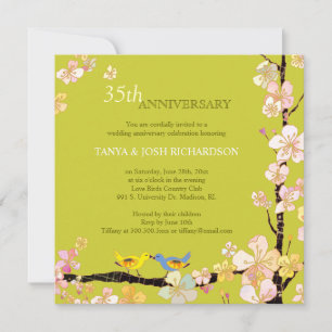 Invitation Oiseaux de l'amour de printemps 35e anniversaire d