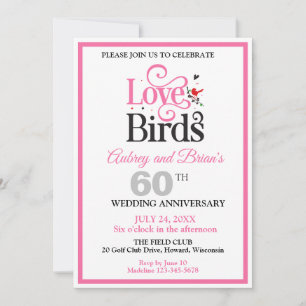 Invitation Oiseaux de l'amour personnalisés pour le 60e anniv