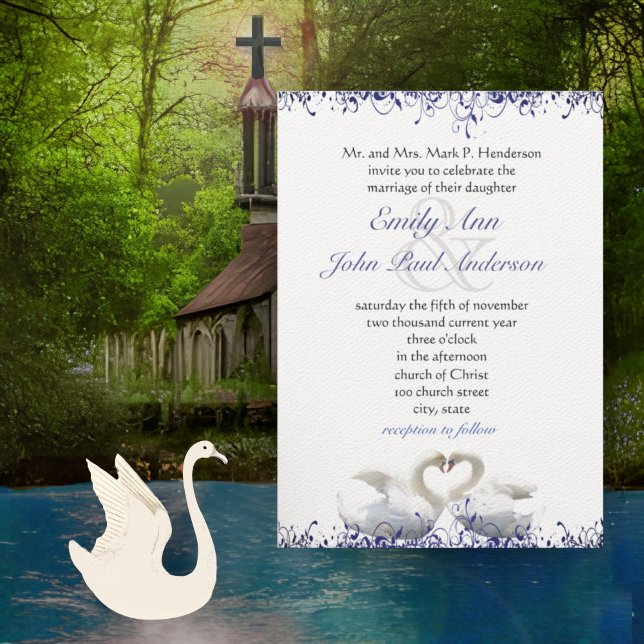 Invitation Oiseaux de l'amour Tourbillon Bleu Mariage  (Créateur téléchargé)