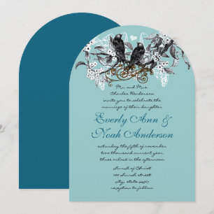 Invitation Oiseaux de l'amour vintage bleu mariage Branche