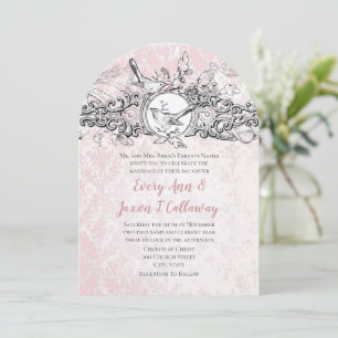 Invitation Oiseaux de l'amour vintage mariage feuille de chên