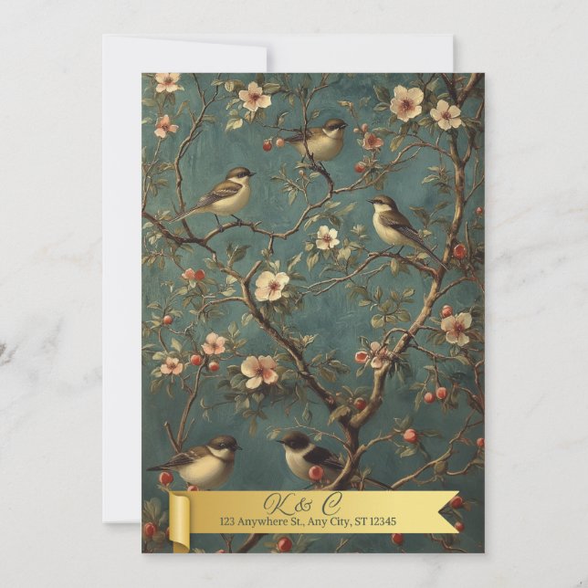 Invitation oiseaux de mariage (Dos)