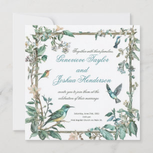 Invitation Oiseaux et papillons Mariage Cottagecore