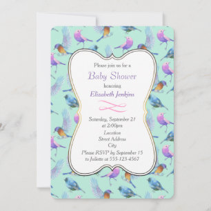 Invitation Oiseaux exotiques sauvages Baby shower d'aquarelle