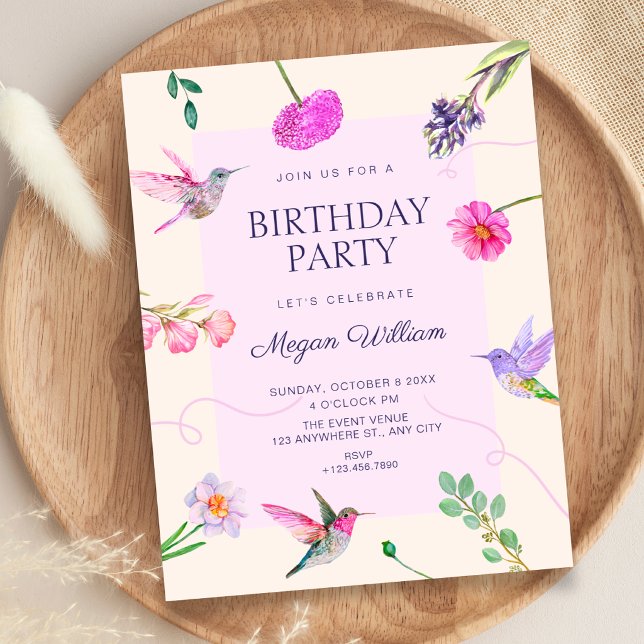 Invitation oiseaux floraux anniversaire (Créateur téléchargé)