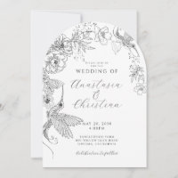 Oiseaux floraux dessinés à la main Mariage botaniq
