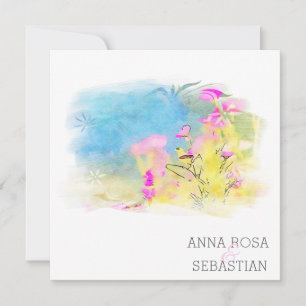 Invitation *~* Oiseaux Flower Artsy AR12 QR PHOTO Mariage RSV