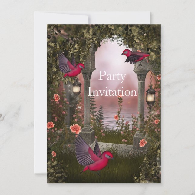 Invitation Oiseaux Invitation gratuite à la fête R (Devant)