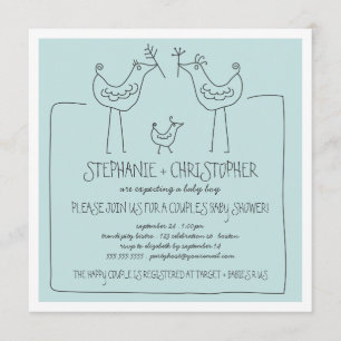 Invitation Oiseaux neutres Famille moderne Baby shower de gar