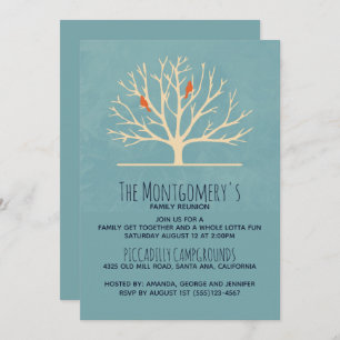 Invitation Oiseaux oranges modernes dans un grand arbre Réuni