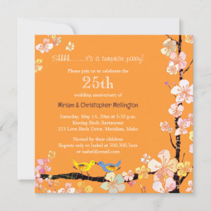 Invitation Oiseaux qui s'embrassent avec élégance fêtent leur