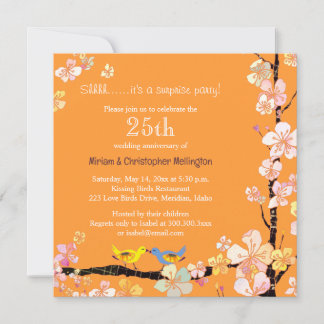 Invitation Oiseaux qui s'embrassent avec élégance fêtent leur