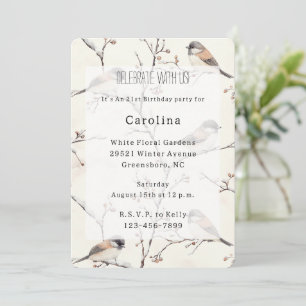 Invitation Oiseaux romantiques dans un arbre Anniversaire