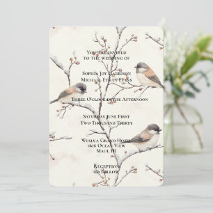 Invitation Oiseaux Romantiques dans un Arbre de Mariage