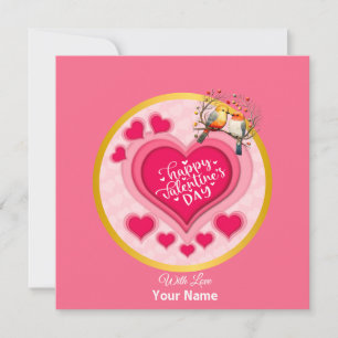 Invitation Oiseaux romantiques sur une branche Saint-Valentin