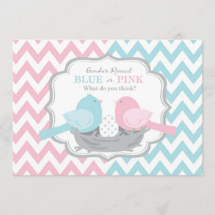 Invitation Oiseaux roses ou bleus et révélations de genre Che