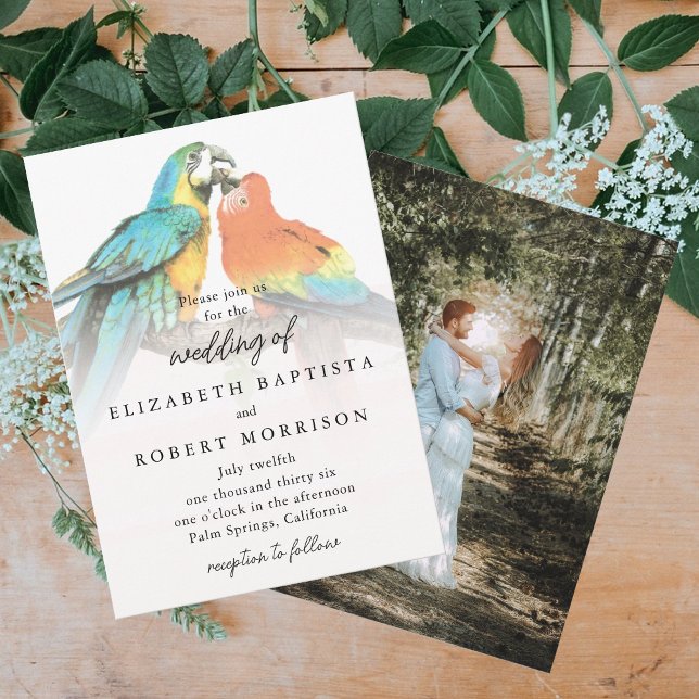 Invitation Oiseaux tropicaux Élégant Whimsical Mariage modern (Tropical Birds Elegant Whimsical Modern Wedding Invitation)
