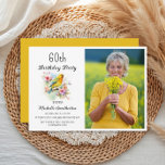 Invitation Oiseaux vintages Canaries Fleurs 60e anniversaire<br><div class="desc">Joli vintage 60ème anniversaire de fête photo invitation avec canaris jaunes chantant dans les branches d'un arbre fleuri de fleurs de printemps. Contactez-moi pour obtenir de l'aide sur vos personnalisations ou pour demander des produits Zazzle correspondants ou coordonnés supplémentaires pour votre célébration.</div>