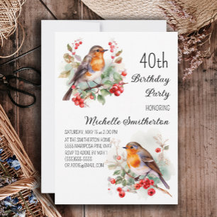 Invitation Oiseaux vintages Robin Redmamie 40e anniversaire