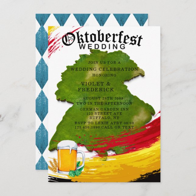 Invitation Oktoberfest Allemagne Mao Mariage Célébration (Devant / Derrière)