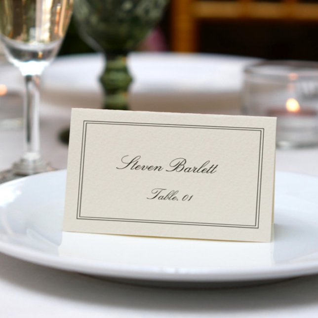 Invitation Old Money Black and Cream Wedding Place Card DIY (Créateur téléchargé)