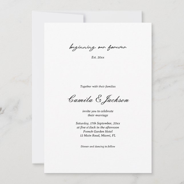 Invitation Old Money Black and White Wedding  (Devant)