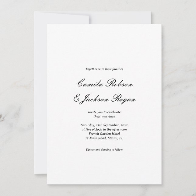 Invitation Old Money Black and White Wedding  (Devant)