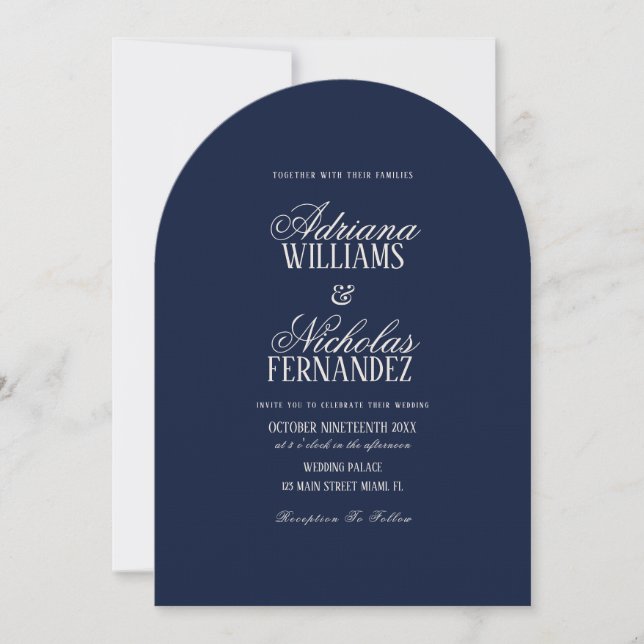 Invitation Old Money Blue Beginning Of Our Forever Wedding (Devant)