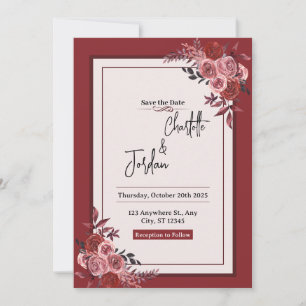 Invitation Old Money Red Classic & Elegant Red & White Floral