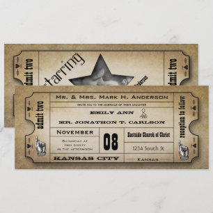 Invitation Old Paper Vintage Modern Typography Ticket Wedding