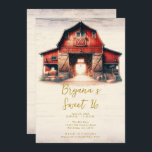 Invitation Old Red Barn Rustic Country Sweet 16 Party<br><div class="desc">Customisez cette invitation avec vos coordonnées pour votre événement.</div>