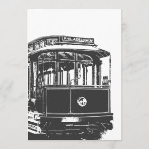 Invitation Old tram Streetcar Philadelphie Vintage