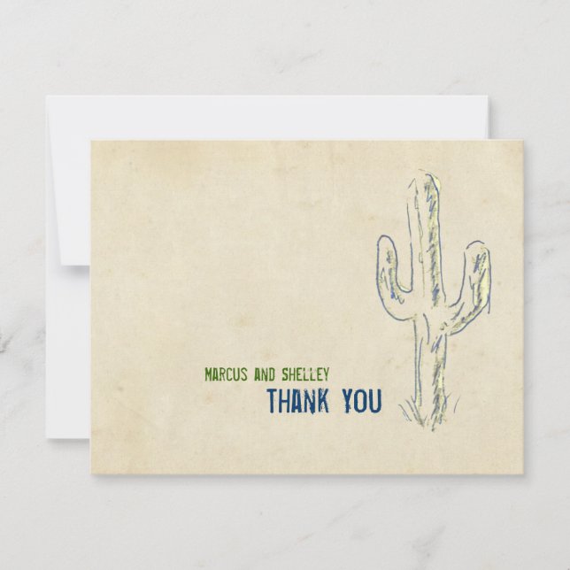 Invitation Old West Cactus Western Notes de remerciements (Devant)