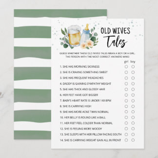 Invitation Old Wives Tales Game Greenery Baby Is Brewing card