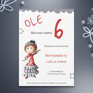 Invitation Ole Spanish Sevillana Flamenco Dancer Anniversaire